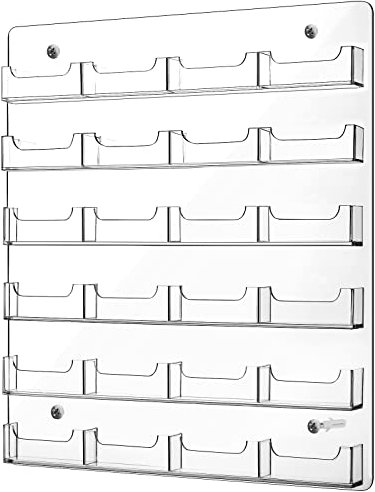 Lincia Visitenkartenhalter mit 24 Fächern, Wandhalterung, mehrere Taschen, Visitenkartenhalter, Ausstellungsregal, horizontal, transparent, Acryl, Dokumente, Broschüren, hängende Organisation für Büro