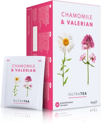 NutraTea – Thé à la camomille et à la valériane | Thé à la racine de valériane – Thé au coucher | Thé de nuit – 120 sachets de thé – Tisane