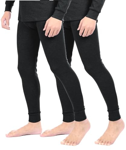 BestSale247 Termounderkläder för män, långa (2-pack) – innerfleece varma vinterunderkläder, skidunderkläder bomull, svart, L