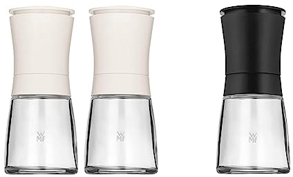 WMF Trend Mühlenset 2tlg, Salz- und Pfeffermühle unbefüllt, Glasbehälter & Trend Salzmühle Pfeffermühle 14 cm, unbefüllt, Gewürzmühle, Keramikmahlwerk, Kunststoff, Glas, schwarz