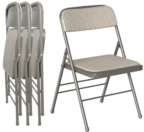 Chleby Juego de 4 Silla Plegable Silla de Visita tapizada en Tela Silla Plegable sillas Plegables para el hogar, al Aire Libre, en Salas de conferencias Gris