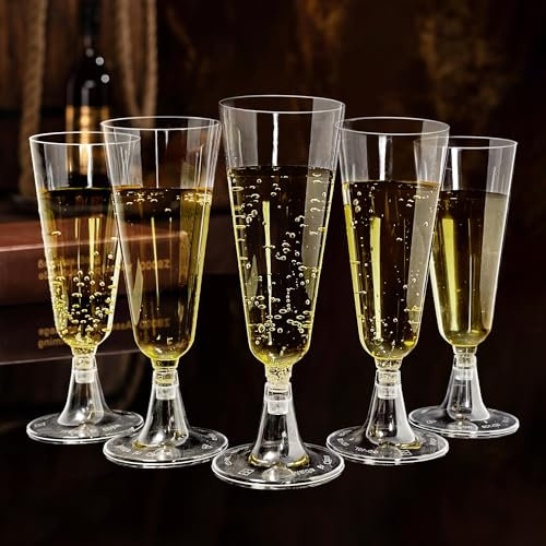 LYLIDIA Copas Champán Plástico 25 Piezas Vasos de Champán Plastico 160ml Copas Vino Plástico Copas de Cava Flautas Champán Desechables para Fiestas Bodas Picnics