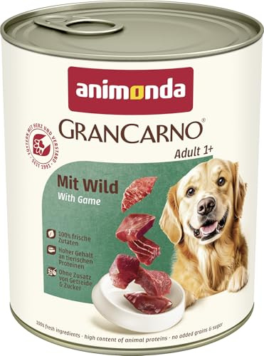animonda Grancarno hundfoder våt, våtfoder för hundar vuxna med vilt 6 x 800 g