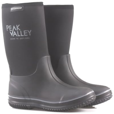 MENS WATERPROOF NEOPRENE WELLINGTON BOOTS INSULATED RUBBER GARDEN WELLIES MUCK WALKING FESTIVAL YARD OUTDOOR HUNTING RAIN THERMAL SNOW (BLACK, UK Footwear Size System, Adult, Men, Numeric, Medium, 7)