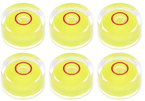 QUARKZMAN 6Pcs Niveau à Bulle Rond 18x9mm Mini Niveaux à Bulle d'Esprit Circulaires pour Nivellement Trépied d'Appareil Photo Télescope Atelier Tourne-Disque Cadres d'Images, Jaune
