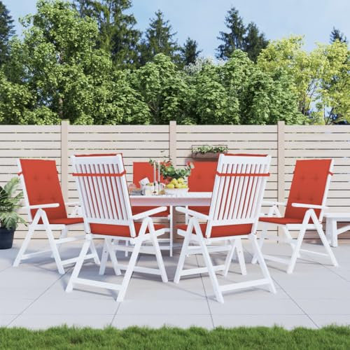 Homgoday Hochlehner-Auflagen 6 STK. Gartenstuhlauflagen Sitzauflagen Sitzkissen Rückenkissen Polsterauflagen Stuhlkissen für Gartenstühle Gartenmöbel Melange Rot 120x50x4 cm Stoff
