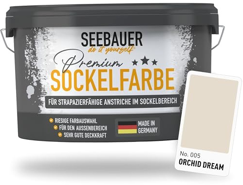 SEEBAUER diy Sockelfarbe Beige 5L für Außen (No. 005 Orchid Dream) Rissfüllende Spezialfarbe für Fassade, Sockel und Dach - Geeignet für Putz, Mauerwerk und Beton