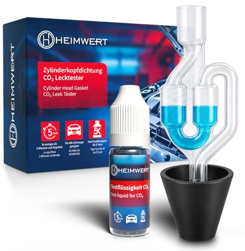 Heimwert Zylinderkopfdichtung Tester ohne Herumschrauberei - extrem günstiger und zuverlässiger Kühlmittel Dichtheitstest per Farbwechsel - co2 Tester Kühlwasser u Zylinderkopf KFZ u Motorrad (10 ml)