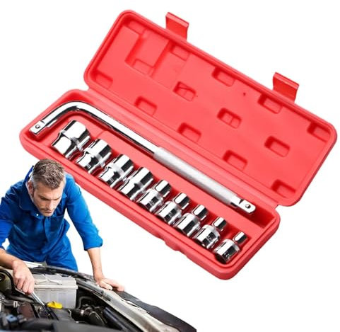 Werkzeugset für Mechaniker, Steckschlüsselsatz mit 1/2-Zoll-Antrieb, 10-teiliges Steckschlüssel-Set für Mechaniker, Handwerkzeug-Set für Tri-Mechaniker