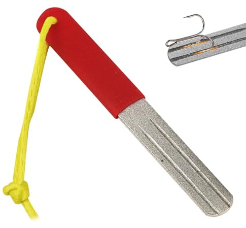 Affilatrice per freccette con scanalatura a V, portatile, sottile, a doppia faccia, affilatura a diamante, compatta e sottile, per affilare la pesca, affilare rapidamente e ridurre i rimbalzi (rosso)