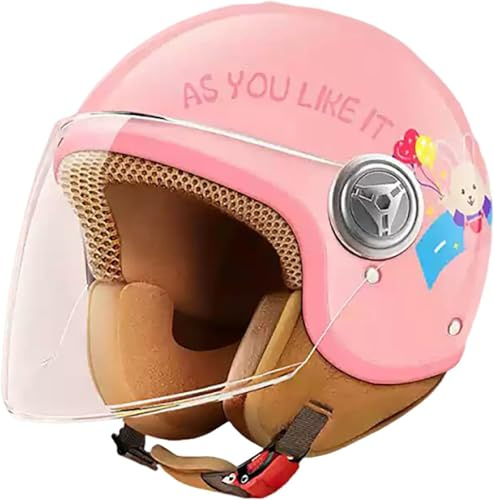 Ungdomsbarn Motorcykelhjälm, 3/4 Retro Halvhjälm, Barn Open Face Elektrisk Skoter Street Cykelhjälmar ATV-Hjälm För 4-12 År B,50-58CM