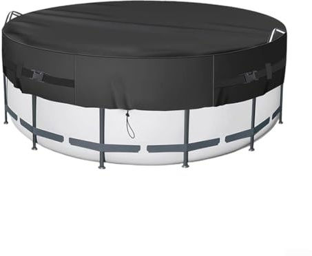 ComfyHarbor Outdoor Pool Cover Heavy Duty 210D Oxford Fabric Round Swimming Pool Cover with Securing Ropes for 8/10/12 Feet Pools All Season Protection(10ft)