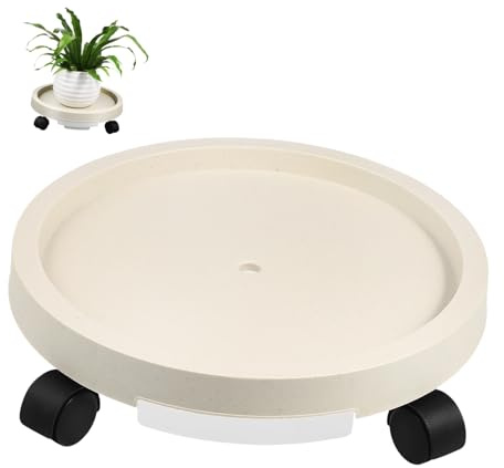 Abaodam Plateau à roulettes pour Plantes Intérieur Polyvalent, Support Roulant Stable 29 Cm, Bac Récupérateur d'eau en Plastique Épais Couleur Beige, Mobilité Facile pour Jardinières Lourdes