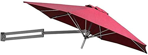 Parasols 2.5m Wall Balcony Patio Umbrella,Garden Furniture Centre Square Wall Mounted Cantilever Tilting Sun Shade Umbrella With Metal Pole(Wine Red)
