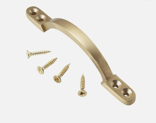 Solid Brass Sash Window Dee Handle Lifts – Traditional Style, Multiple Finishes (Satin Brass)