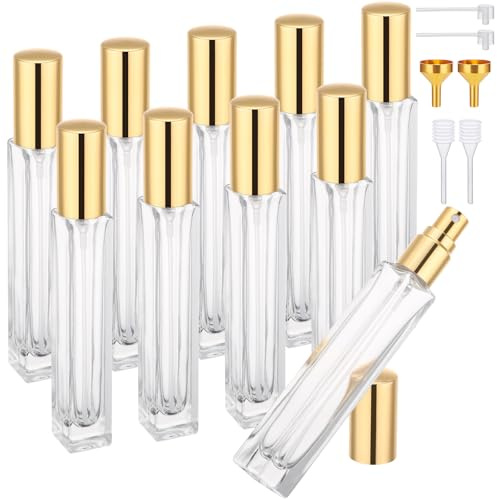 Segus Perfume Atomiser 10ml, 10 Pcs Travel Perfume Bottle, Aftershave Atomiser Refillable Men, Portable and Leakproof, Aftershave Travel Bottle for Pocket, Handbag, Purse (Transparent)