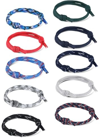 10 stycken armband män pojkar, paracordarmband, justerbara surfararmband för män, vänskapsarmband, present till män och pojkar