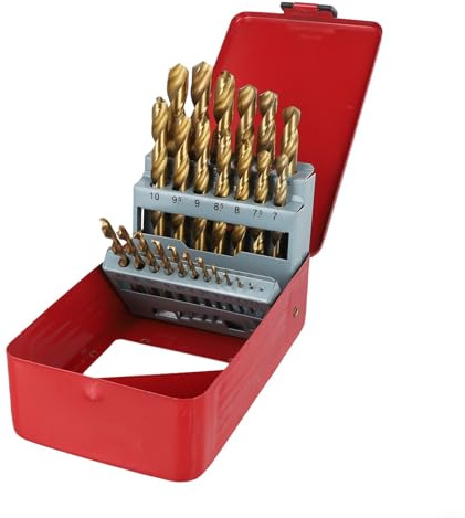 UrbanHui Juego de 13/19/25 brocas HSS, M 35 acero cobalto recubierto de titanio 1,5-13 mm para metal, madera, plástico, brocas de alta velocidad resistentes al calor para uso profesional y bricolaje
