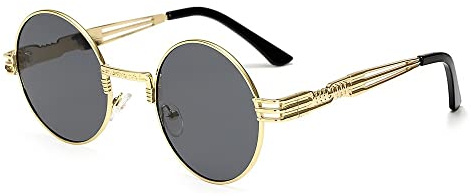 Gotische Steampunk-Sonnenbrille für Herren und Damen, Metallwickelbrille, runde Sonnenbrille, Spiegel, UV400