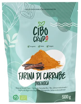 Harina de Algarroba Ecológica - 500g. Harina De Algarroba Sin Gluten Para Helados. Harina de Pulpa de Algarroba en Polvo. Raw Organic Carob Powder.
