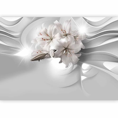 murando - Photo Wallpaper Lily Abstraction 300x210 cm / 119x83 - Non-Woven Premium Art Print Fleece Wall Mural Decoration Poster Picture Design Modern - White Flowers Nature 3D b-C-0203-a-a