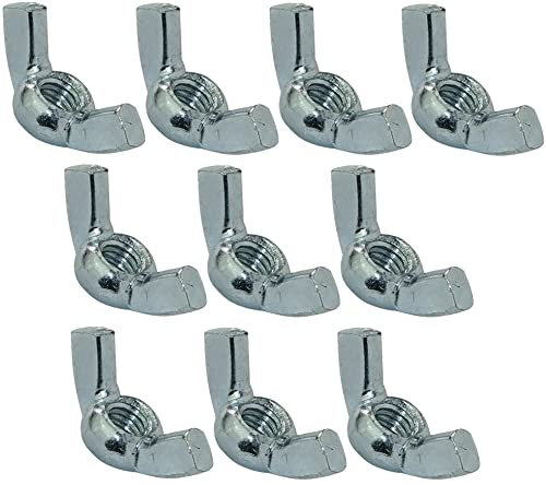 AERZETIX - C45456 - Set di 10 - Dadi con alette/orecchie - dado a farfalla - acciaio zincato - filettatura M6 metrica femmina - fai da te - colore argento