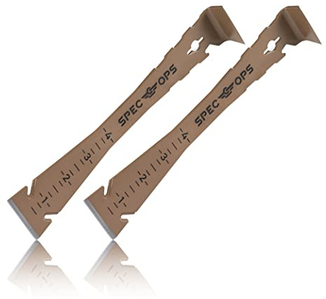 Spec Ops Tools 9.5 Trim Bar, Pry Bar, High Carbon Spring Steel, Built in Ruler and Pry Bar, Beveled Edges, Nail Puller, 3% Donated to Veterans, 2- Pack