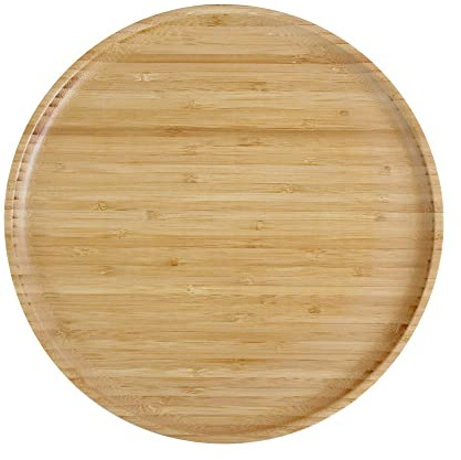 pandoo Platos de bambú reutilizables, 100% bambú, platos redondos de madera, platos de bambú, decoración de bambú, platos llanos, juego de platos, platos de madera, platos reutilizables, 30 cm