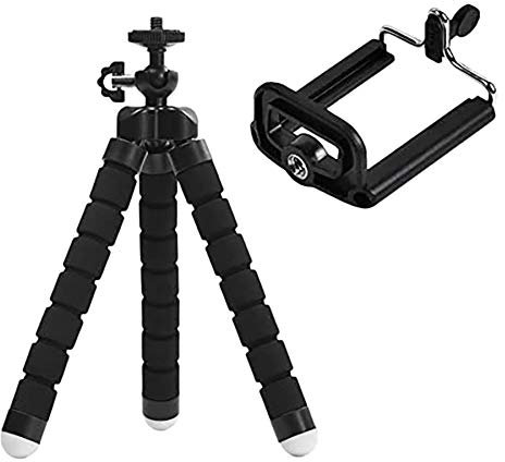 Lodokdre Trípode de teléfono, cámara flexible, soporte de barra de sujeción de rápido, trípode de viaje ajustable para cámaras de teléfono inteligentes
