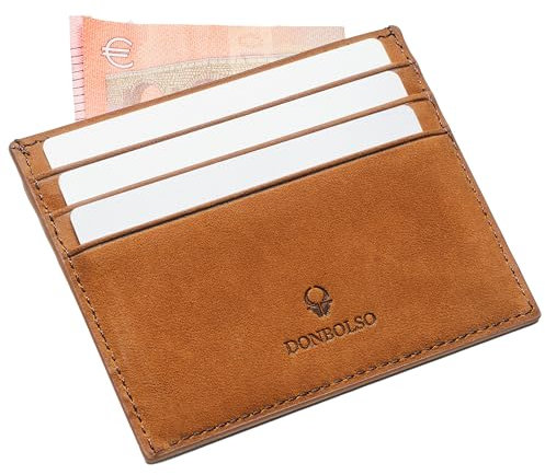 DONBOLSO Kartenhalter Schlanke Brieftasche - Kartenetui Geldbörse - Portemonnaie für Männer und Frauen - RFID Blocker Kartenhülle - Kartenhalter Portemonnaie - Vintage Braun