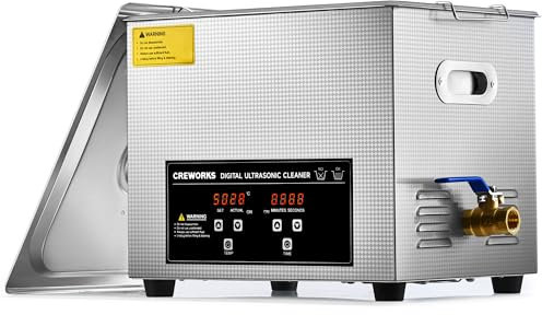 CREWORKS 10L Digital Ultrasonic Cleaning Machine with Heater & Timer, 240W Stainless Steel Ultrasonic Cleaner Machine, Professional Ultrasonic Parts Cleaner for Retainer Glasses Auto Tool Machine Part