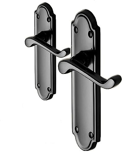 Haven Heritage Black Door Handles - Internal Door Handles Sets, Black Nickel Door Handle - Elegant Ashford Victorian Style, Interior Latch for Bathroom and Interior Doors (Latch)