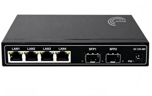 Elfcam® - Gigabit Ethernet Switch avec 2 SFP Ports et 4 Ports Ethernet 10/100/1000Mbps, Plug & Play Non Géré, Métal Robuste (2 Ports SFP)