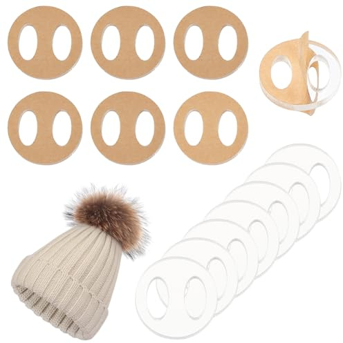 BENECREAT 50PCS Acrylic Hollow Pom Pom Removable Button, Flat Round, Hat Pom Pom Holder, Knitted Hat Making Fastener Tool for Hat Pom Pom Ball Fixing
