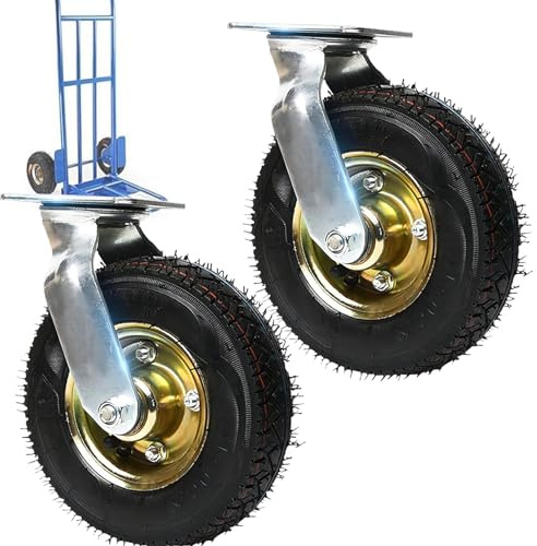 WORDFUN Replacement Tires for Hand Trucks and Wheelbarrows, Fixed Casters, Swivel Castors, Set of 2, Heavy Duty Rubber Caster Wheel, 6-Inch 8-Inch 10-Inch, Air Filled