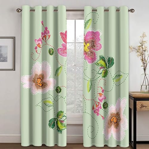 MTBDDyyds Vorhänge Für Kinderzimmer Jungen - 3D Farbe Blumen Blätter 260X240Cm - Kinderzimmervorhänge Mit Ösen, Verdunkelungsvorhang Gardinen Schals Vorhang Blickdicht
