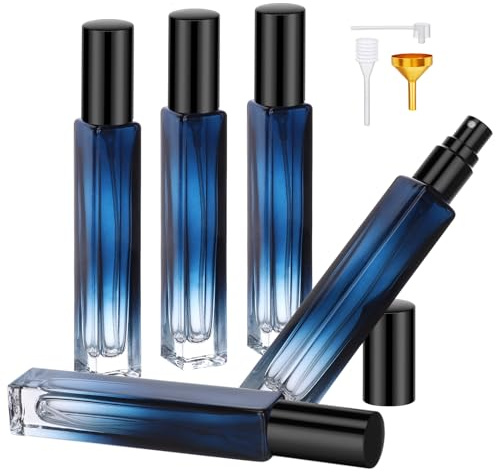 Segbeauty Parfum Zerstäuber für Unterwegs, 5 Stück 10ml Parfümzerstäuber Glas, Perfume Atomizer Nachfüllbar, Taschenzerstäuber für Datum, Party, Arbeit (Farbverlauf Blau)