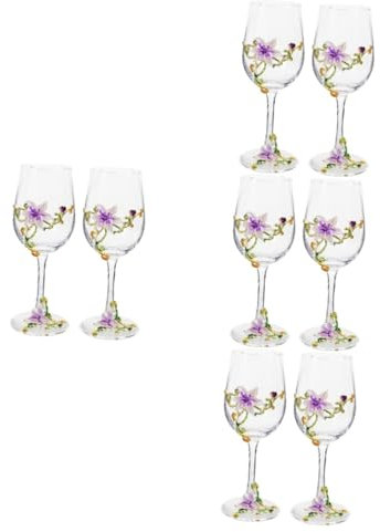 ABOOFAN 8 Piezas Copas De Champán De Alta Gafas Rojas Copas De Coctel De Bar Copas De Vino Tinto Taza De Bebida Vasos Para Beber Copas De Vino Originales Taza De Flores Púrpura Vidrio