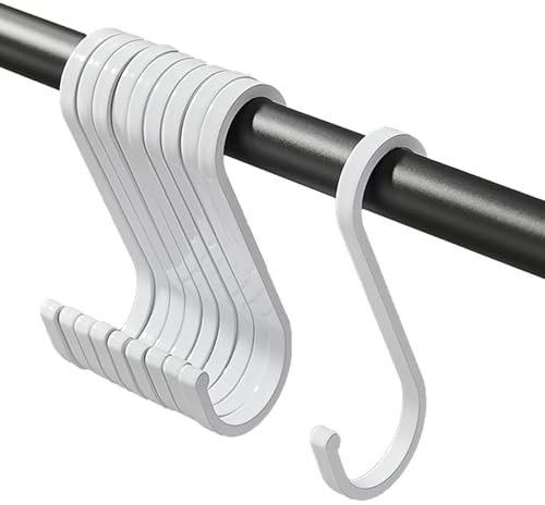 S Hooks S Shaped Hooks Heavy Duty for Hanging Pots and Pans, Plants, Coffee Cups, Coats, Bags, Towels in Kitchen, Bedroom, Office, Garden, Bathroom, 10 Pcs (White)