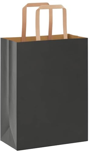 vidaXL Papiertragetaschen 50 Stk., Papiertüten mit Henkeln, Papiertüten, Geschenktüten für Einkaufen Hochzeiten Verpackungen Partys Geburtstag Weihnachten, Schwarz 21x11x28cm