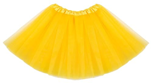 Jupe tutu de couleur unie pour fille - Jupe de ballet à 3 couches - Jupe de danse de princesse - Jupe duveteuse en tulle - Jaune