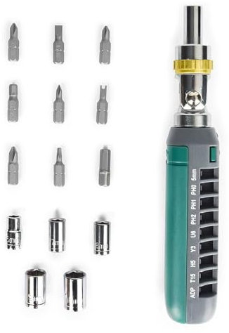 Pratico cacciavite angolare regolabile 14 in 1 con cricchetto magnetico per mobili, elettrodomestici, fai da te