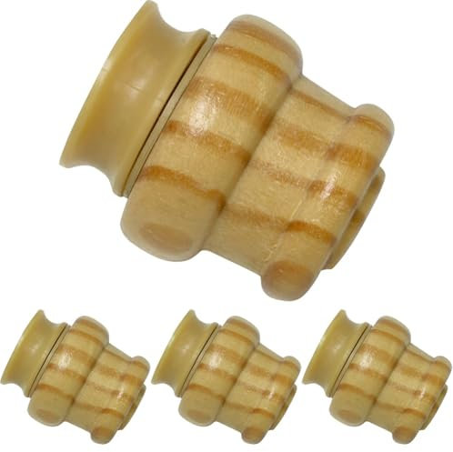 GARDINIA Träger für Vitragestange Montana mit Ø 11 mm, Mit Distanzstück, Zum Schrauben oder Kleben, Für Scheibenstangen, Länge: 3 cm, Holz, Kiefer/Natur (Packung mit 4)