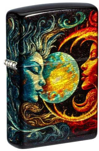 Zippo Sun and Moon Design 540 Tumbled Brass Pocket Lighter