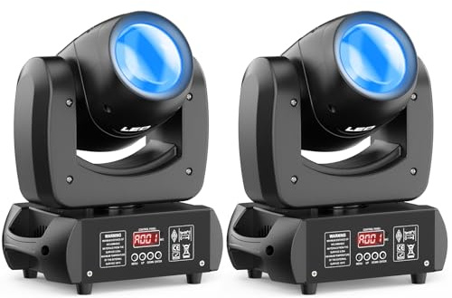 2 unités 100W Lyre LED Projecteurs DJ à Tête Mobile Lumières de Soirée Disco avec Gobos Rotatifs Prisme par le son pour les fêtes de mariage, les groupes d'église, les spectacles, les bars