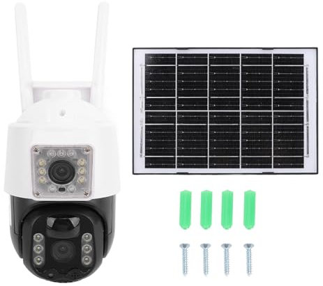 CHEOTIME Security Cameras Wireless Outdoor, Solar WiFi Camera for Home Security System, Battery Powered Surveillance Cam with 5V 2A Solar Panel, 360° PTZ Color Night Vision