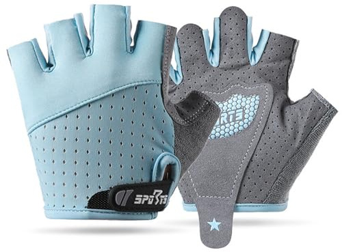 FYting Guantes Bici Niño,Guantes Niño,Guantes Sin Dedos,Palms Protección Antideslizantes Cómodos y Transpirables para Patinaje sobre Hielo, Bicicletas, Scooters, Clases de Educación Física(Azul,M)