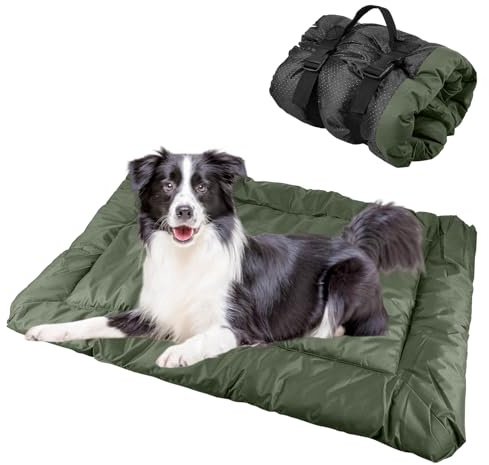 GBKDQQ Vattentät hundmatta, 90 x 60 cm, tvättbar resefilt för hundar och katter, bärbar hundkudde, bilsäng, inomhus och utomhus, resor, camping (grön)