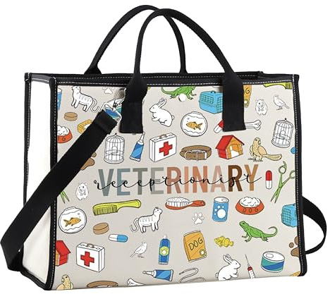 JTOUK Bolsa de lona para recepcionista veterinario, regalo de agradecimiento al veterinario, regalo de rescate de animales, kit de supervivencia, Recepcionista veterinaria Lt Eu, 14.96”* 6.7”* 11.81