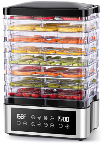 Food Dehydrator Machine, 8 Stainless Steel Trays Food Dehydrator with 48H Digital Adjustable Timer & Temperature Control, Dehydrators for Jerky, Fruit, Veggies, Meat, Herbs, Dog Treats